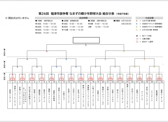 第26回福津市旗争奪　なまずの郷少年野球大会